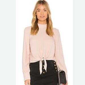 AVEC LES FILLES Long-sleeved Tie Front Top in Les Filles Pink ~ Size Medium